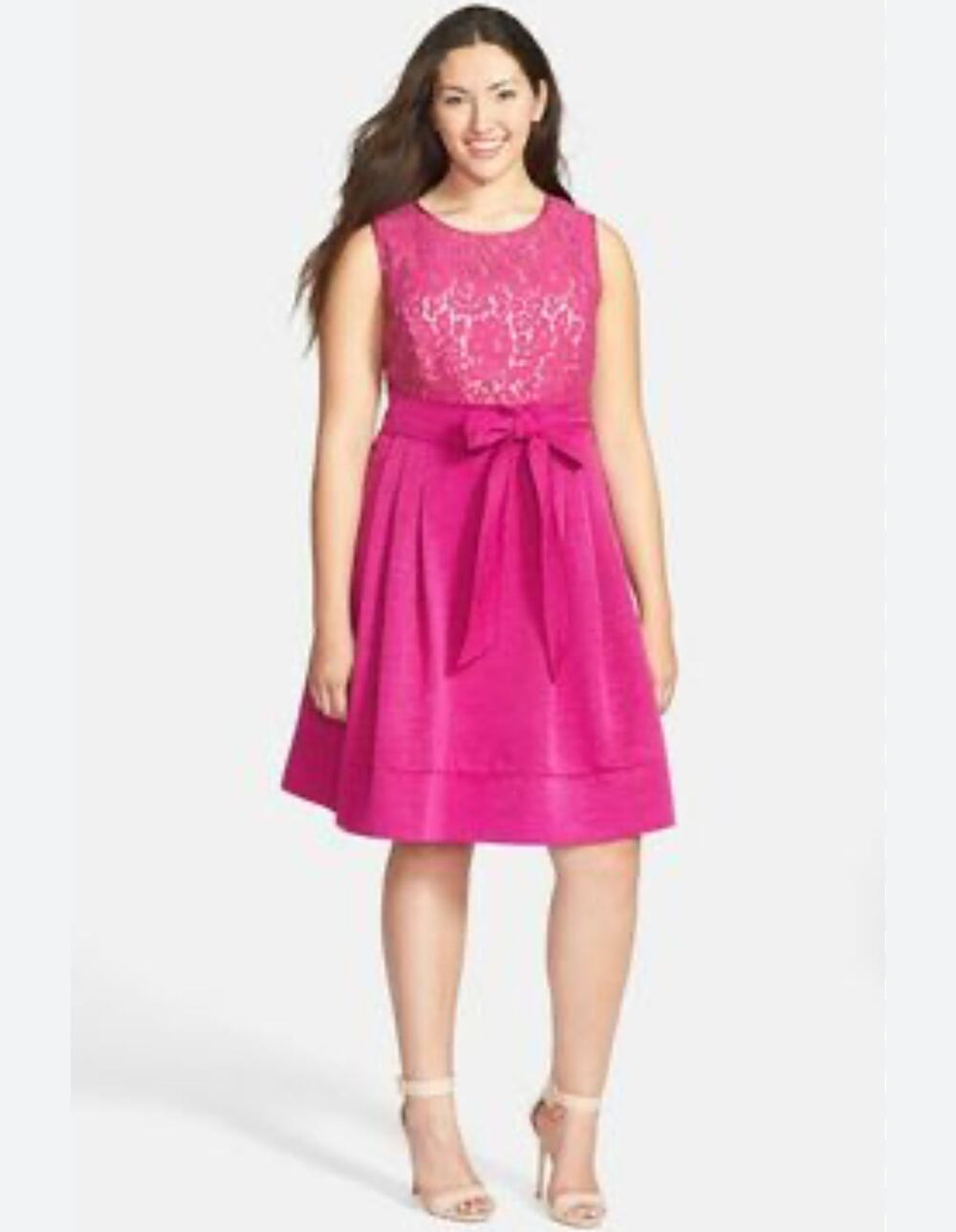 Eliza J Pink Lace Sleeveless Pleated Dress Size 8